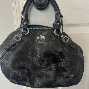 Coach Black and Silver Circle Pattern Shoulder Bag